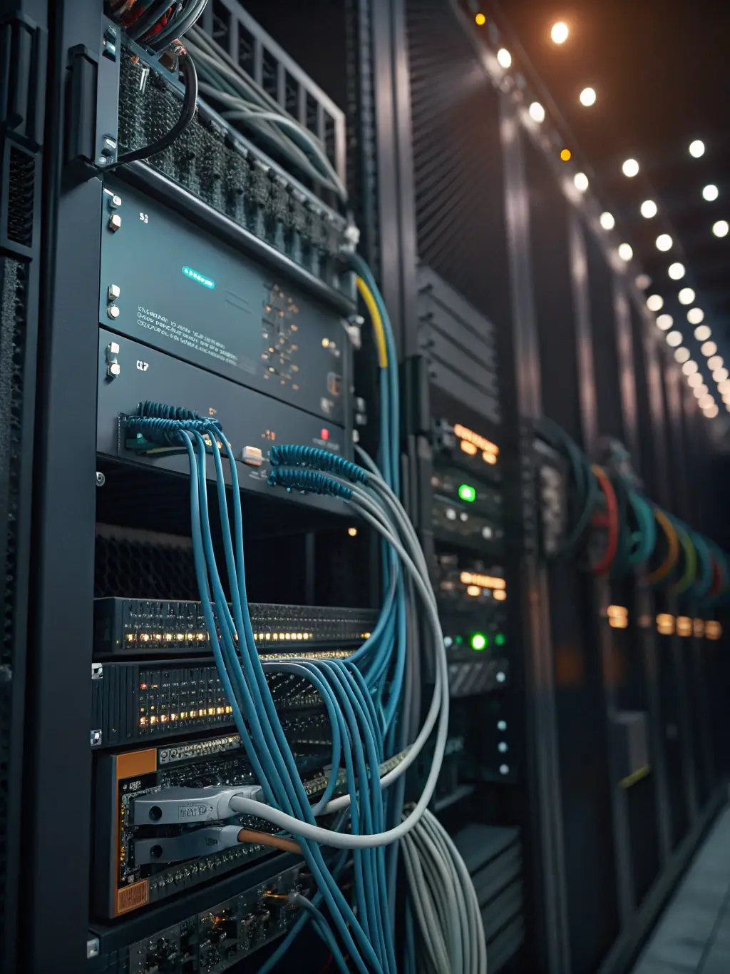 An image of a secure network infrastructure with multiple connected devices, symbolizing the interconnectedness of cybersecurity solutions.